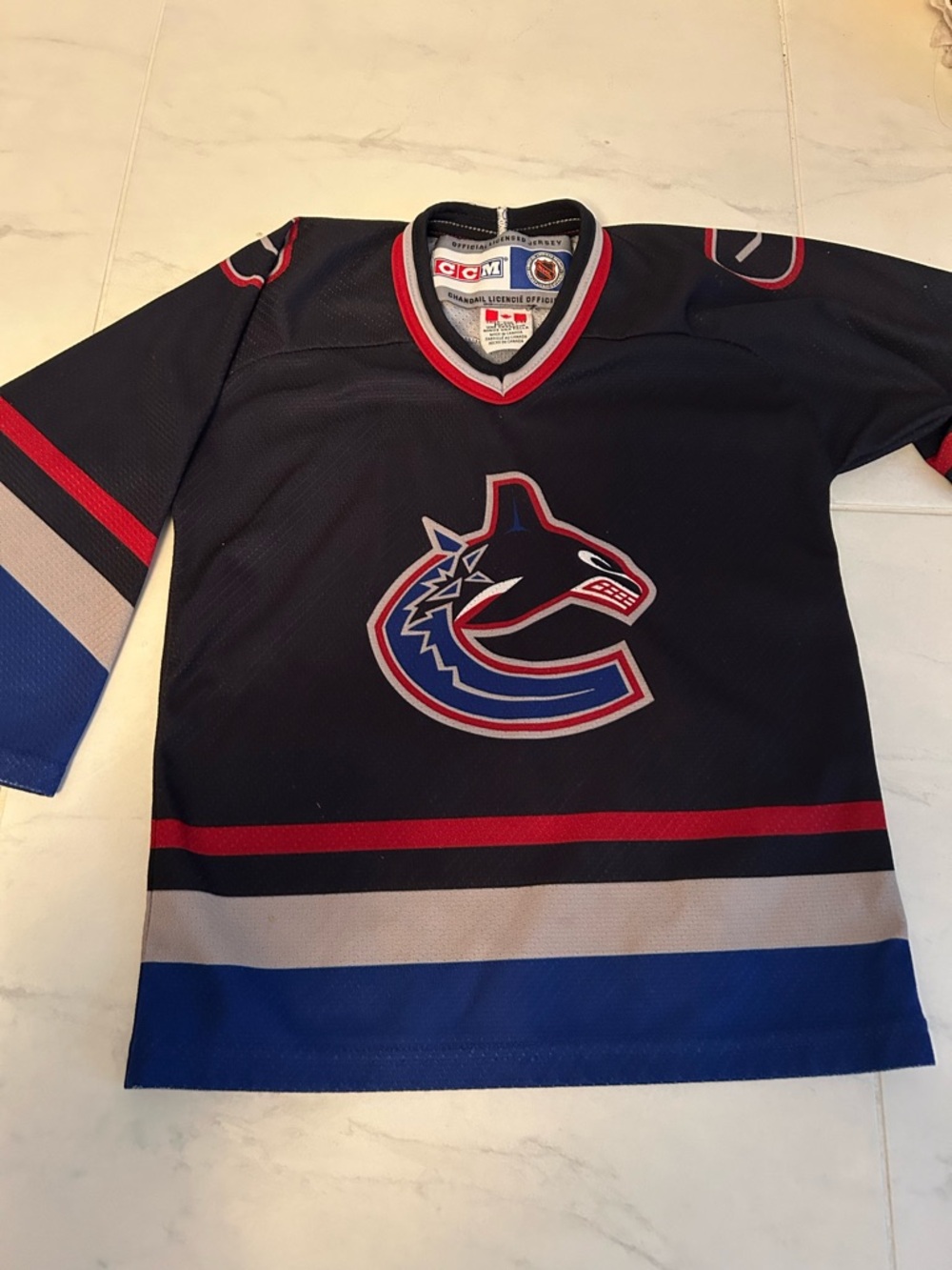 CCM NHL Navy Gray and Red Hockey Jersey Vancouver Canucks